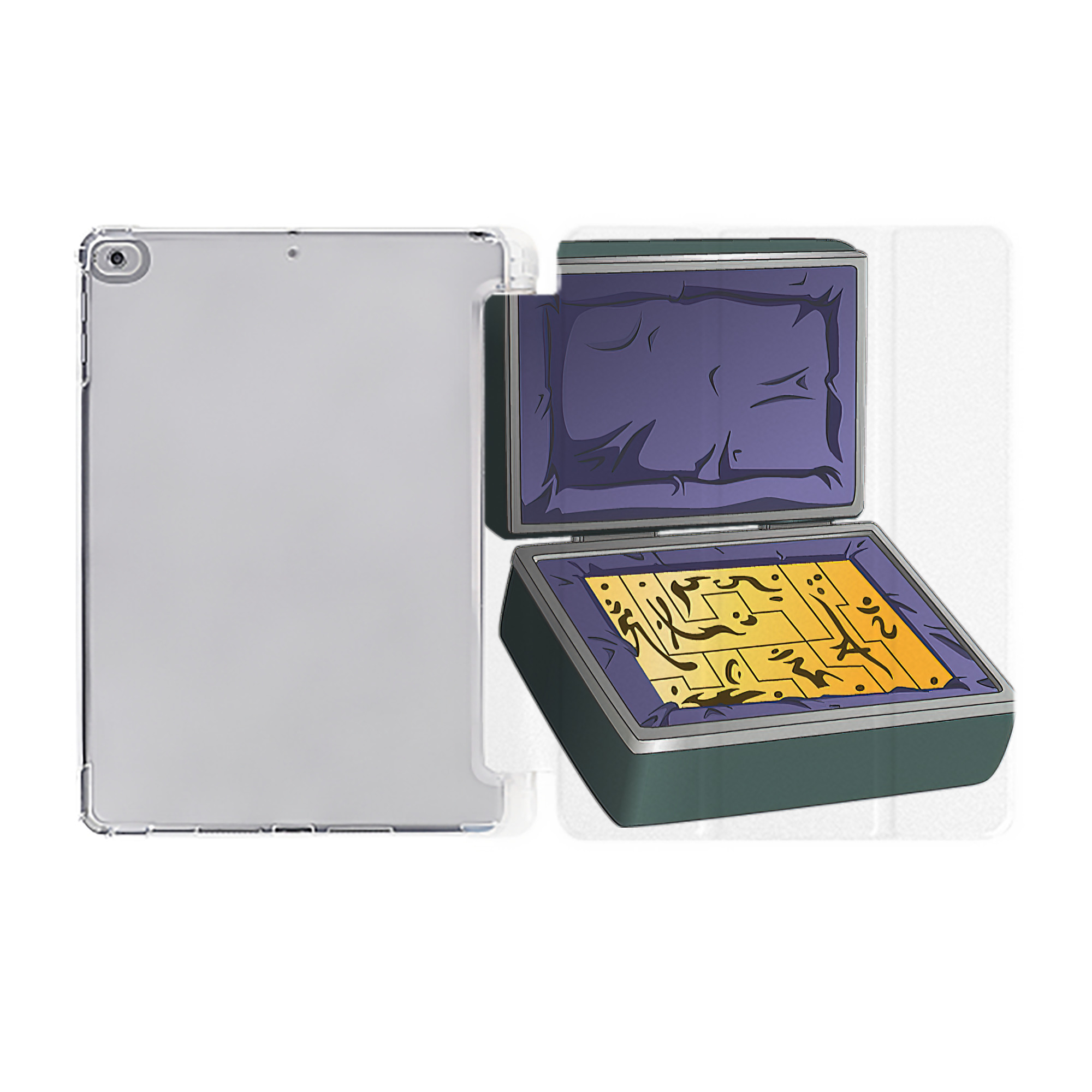 （画像用） 遊☆戯☆王 Yu-Gi-Oh! IPad ケース ペン収納付き 三つ折りスタンド PUレザー×シリコン 対応機種9.5/10.5/10.9インチ